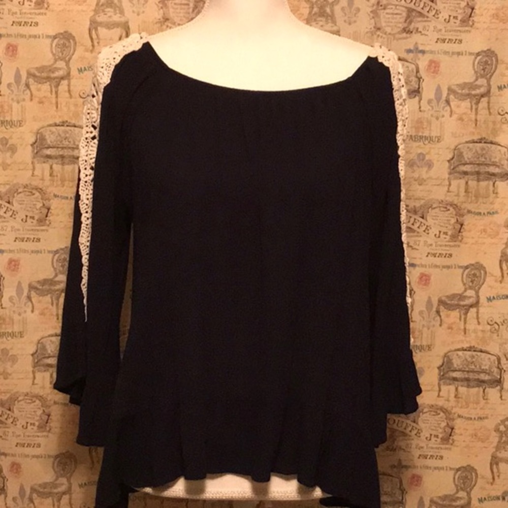 SOLD-****Dark blue peasant blouse